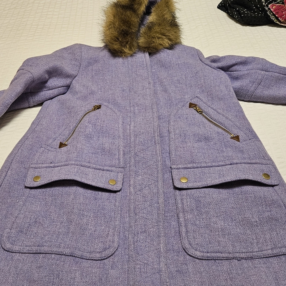 NWOT JCrew Chateau Parka Italian Stadium Cloth Wool Coat Sz 8 HTHR FRNCH PURPLE - Picture 11 of 11